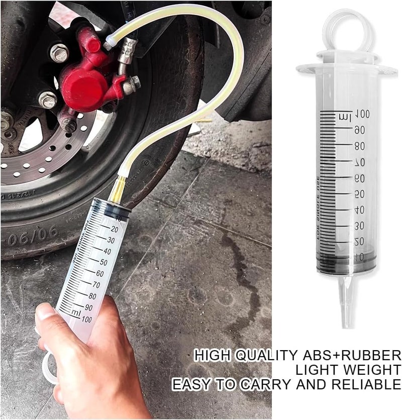 wdcfxy Brake Bleed Kit Fluid Bleeder Pressure Motorcycle Hydraulic Disc Clutches Oil Bleeding Extractor Reverse Bleeder Tool 100ml Syringe 50cm/19.69Inch Hose Universal Motorbike Scooter Maintenance - Image 5